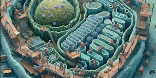 Zeichnung einer Hefezelle als Mikrobielle Zellfabrik